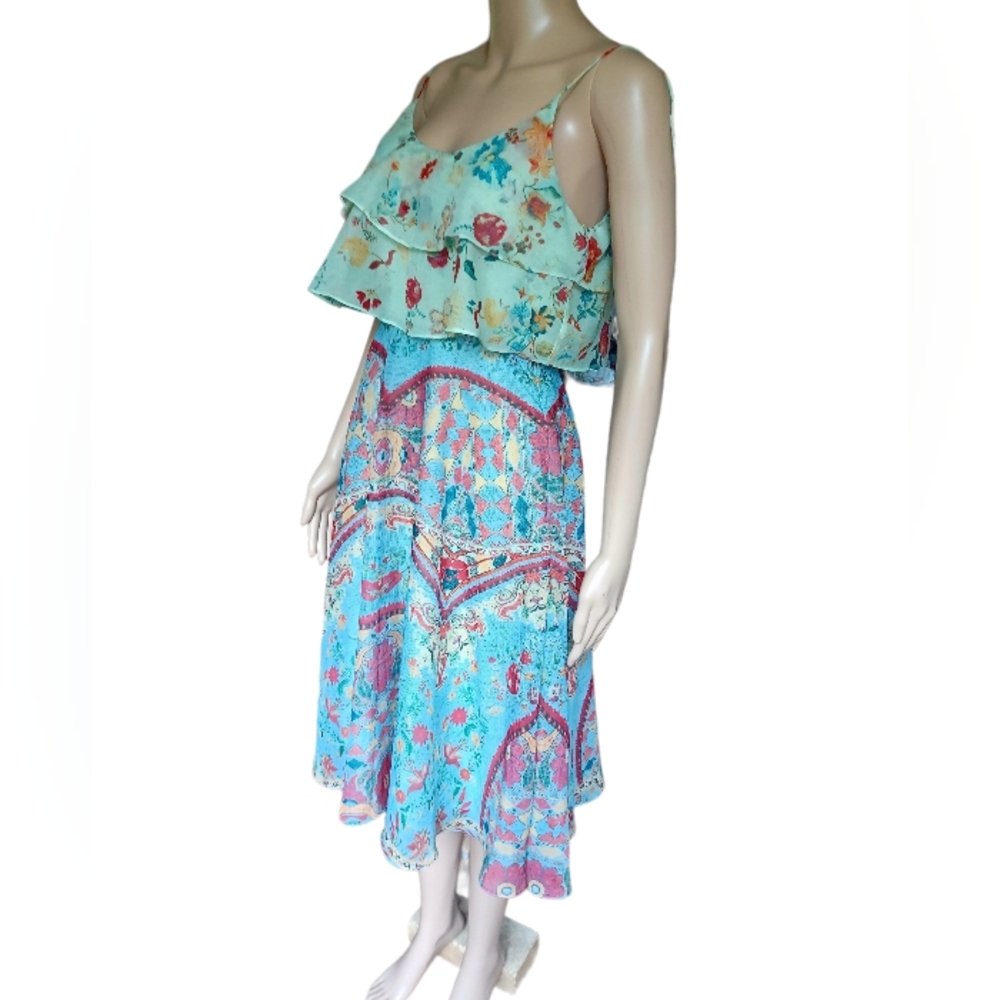 Hemant & Nadita Ruffled Midi Dress Size XXS Petite